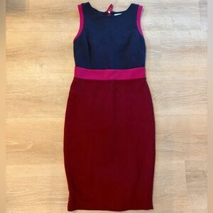 Boden Navy and Burgundy Midi Dress